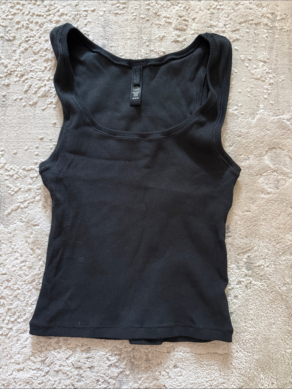 SKIMS Black Ribbed Scoop Tank